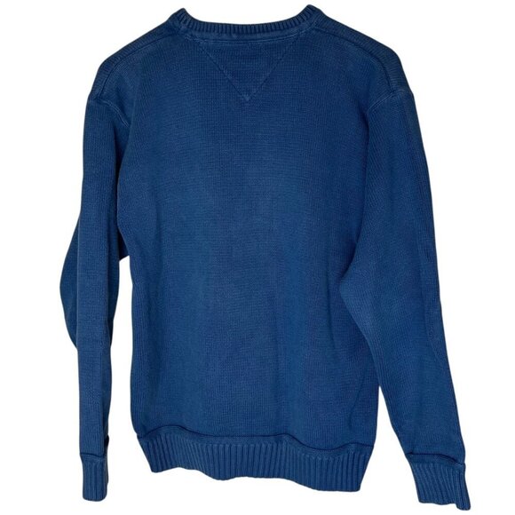 Tommy Hilfiger Men's L Crewneck Pullover Sweater Blue Classic Flag Logo Cotton - Picture 5 of 6